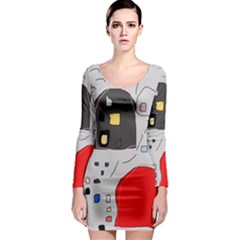 Playful Abstraction Long Sleeve Bodycon Dress by Valentinaart
