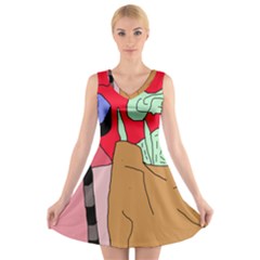 Imaginative Abstraction V-neck Sleeveless Skater Dress by Valentinaart