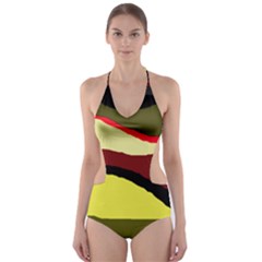 Decorative Abstract Design Cut-out One Piece Swimsuit by Valentinaart