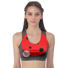 Red And Pink Dots Sports Bra by Valentinaart