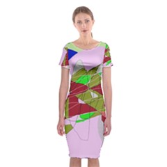 Flora Abstraction Classic Short Sleeve Midi Dress by Valentinaart