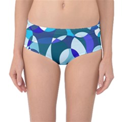 Blue Abstraction Mid-waist Bikini Bottoms by Valentinaart