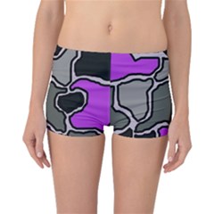 Purple And Gray Abstraction Boyleg Bikini Bottoms by Valentinaart