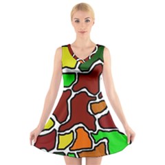 Africa Abstraction V-neck Sleeveless Skater Dress by Valentinaart