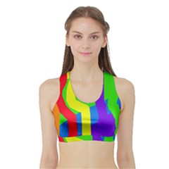 Rainbow Abstraction Sports Bra With Border by Valentinaart