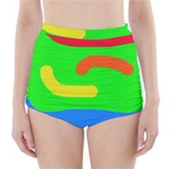 Rainbow Abstraction High-waisted Bikini Bottoms by Valentinaart
