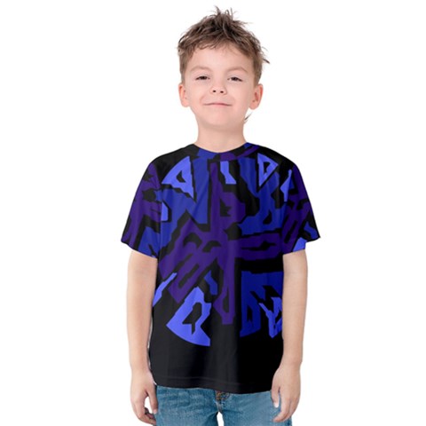 Deep Blue Abstraction Kid s Cotton Tee by Valentinaart