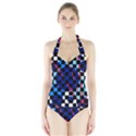 Blue abstraction Halter Swimsuit View1