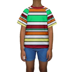 Green, Orange And Yellow Lines Kid s Short Sleeve Swimwear by Valentinaart
