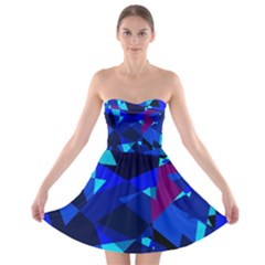 Blue Broken Glass Strapless Dresses by Valentinaart