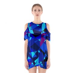 Blue Broken Glass Cutout Shoulder Dress by Valentinaart