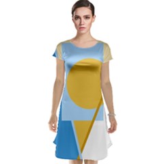 Blue And Yellow Abstract Design Cap Sleeve Nightdress by Valentinaart