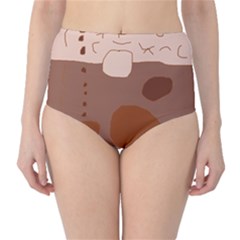 Brown Abstract Design High-waist Bikini Bottoms by Valentinaart