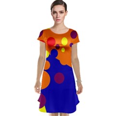 Blue And Orange Dots Cap Sleeve Nightdress by Valentinaart