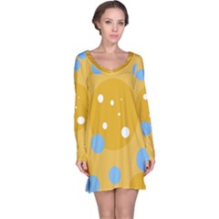 Blue And Yellow Moon Long Sleeve Nightdress by Valentinaart