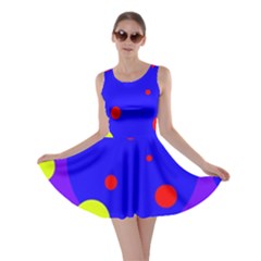 Purple And Yellow Dots Skater Dress by Valentinaart