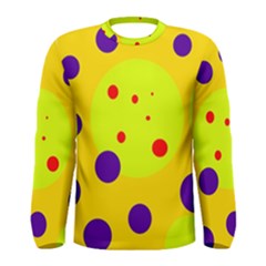 Yellow And Purple Dots Men s Long Sleeve Tee by Valentinaart