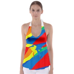 Colorful Abstract Design Babydoll Tankini Top by Valentinaart