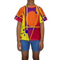 Orange Abstract Design Kid s Short Sleeve Swimwear by Valentinaart