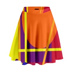 Orange Abstract Design High Waist Skirt by Valentinaart