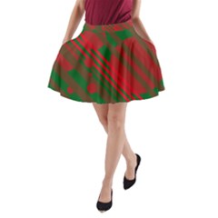 Red And Green Abstract Design A-line Pocket Skirt by Valentinaart