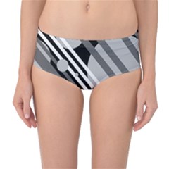 Gray Lines And Circles Mid-waist Bikini Bottoms by Valentinaart