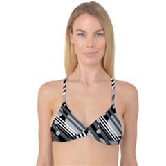 Gray Lines And Circles Reversible Tri Bikini Top by Valentinaart