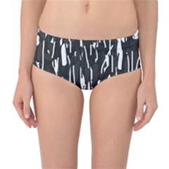 Black And White Elegant Pattern Mid-waist Bikini Bottoms by Valentinaart