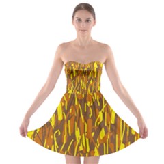 Yellow Pattern Strapless Dresses by Valentinaart