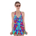 Colorful pattern Halter Swimsuit Dress View1