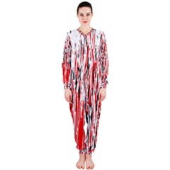 Red, Black And White Pattern Onepiece Jumpsuit (ladies)  by Valentinaart