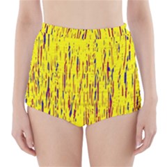 Yellow Pattern High-waisted Bikini Bottoms by Valentinaart