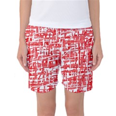 Red Decorative Pattern Women s Basketball Shorts by Valentinaart
