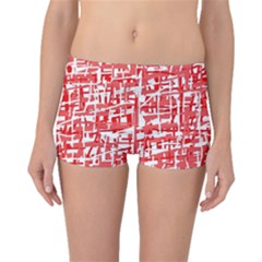 Red Decorative Pattern Boyleg Bikini Bottoms by Valentinaart