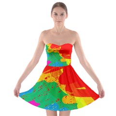 Colorful Abstract Design Strapless Dresses by Valentinaart