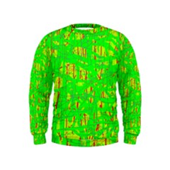 Neon Green Pattern Kids  Sweatshirt by Valentinaart