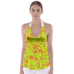 Yellow And Orange Pattern Babydoll Tankini Top by Valentinaart