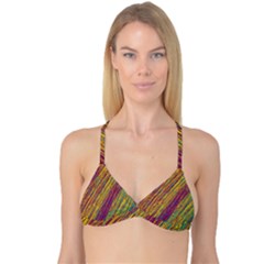 Yellow, Purple And Green Van Gogh Pattern Reversible Tri Bikini Top by Valentinaart