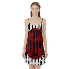 Red, Black And White Decorative Abstraction Satin Night Slip by Valentinaart