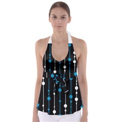 Blue, White And Black Pattern Babydoll Tankini Top by Valentinaart