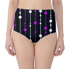 Purple, Black And White Pattern High-waist Bikini Bottoms by Valentinaart
