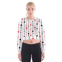 Red, Black And White Pattern Women s Cropped Sweatshirt by Valentinaart
