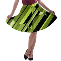 Green Pattern A-line Skater Skirt by Valentinaart