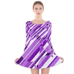 Purple Pattern Long Sleeve Velvet Skater Dress by Valentinaart
