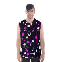 Magenta, Black And White Pattern Men s Basketball Tank Top by Valentinaart
