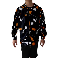 Orange, Black And White Pattern Hooded Wind Breaker (kids) by Valentinaart