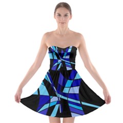 Blue Abstart Design Strapless Dresses by Valentinaart