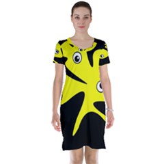 Yellow Amoeba Short Sleeve Nightdress by Valentinaart