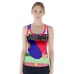 Abstract Train Racer Back Sports Top by Valentinaart