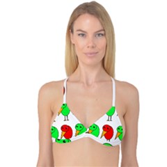 Green And Red Birds Reversible Tri Bikini Top by Valentinaart